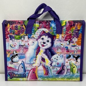 Lisa Frank Trifold Art Storage Binder Folder  Holder Handle Husky Puppy Kitty